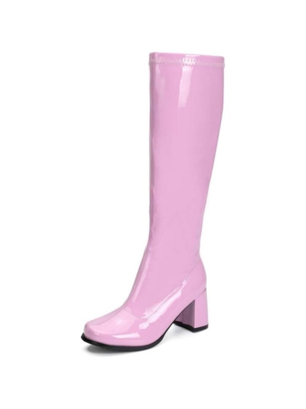 Women's Light Purple Gogo Boots Knee High Block Heel Square Toe 60s 70s Disco